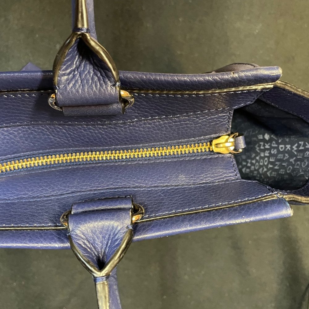 Kate Spade deep blue leather tote with bow - Picture 8 of 15